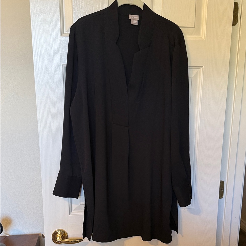 Chicos Black Long Sleeve Tunic Blouse